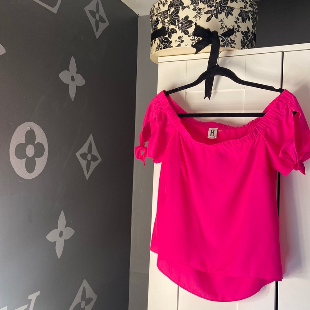 The most beautiful color!!! Off the shoulder with little bows on the sleeve